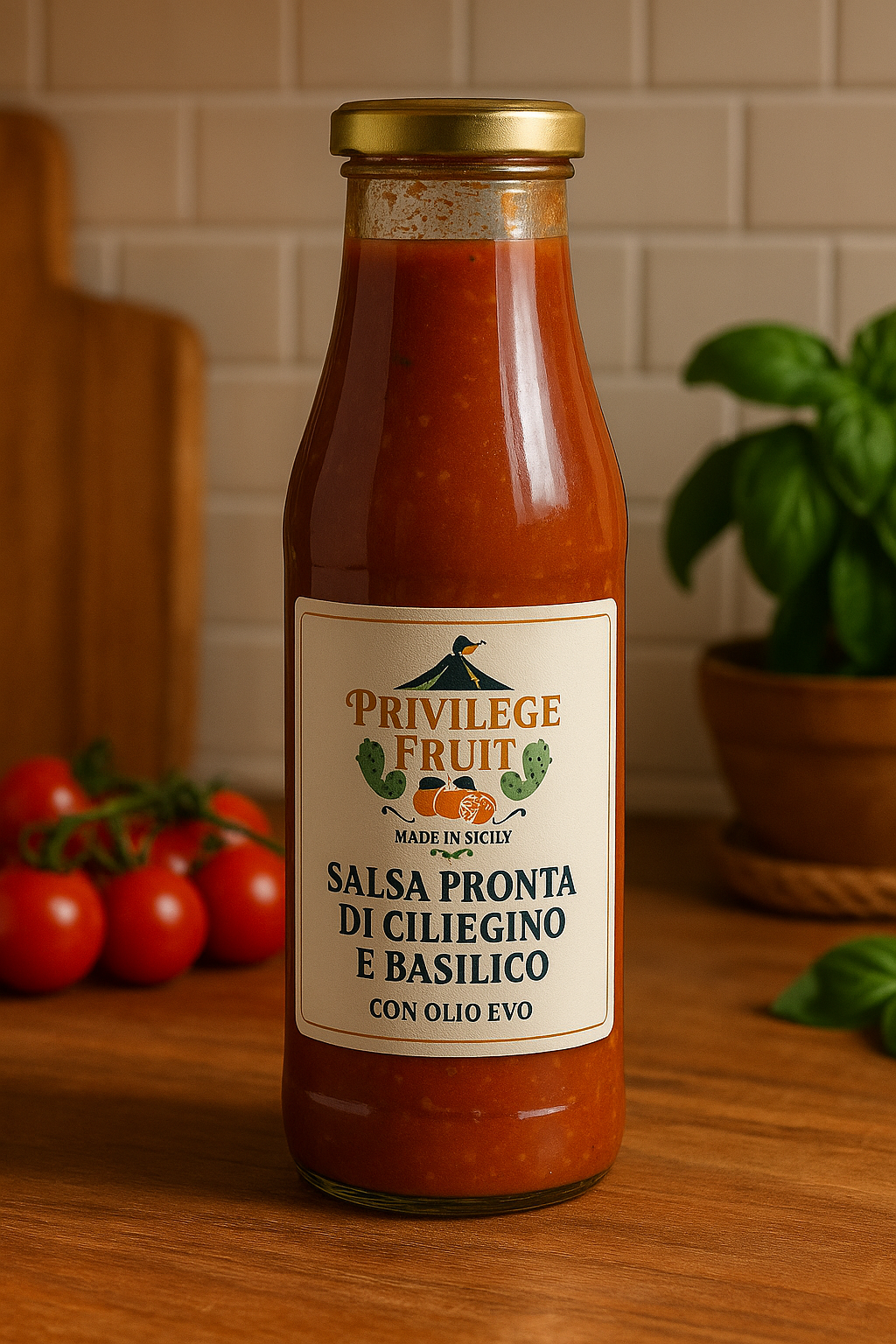 Salsa Pronta di Ciliegino al Basilico con Olio EVO