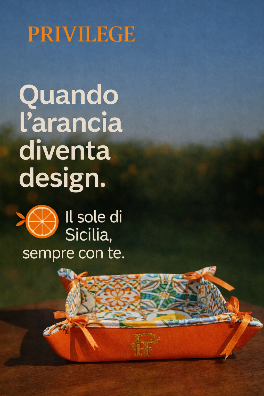 Vassoio Privilege – In ecopelle d'arancia