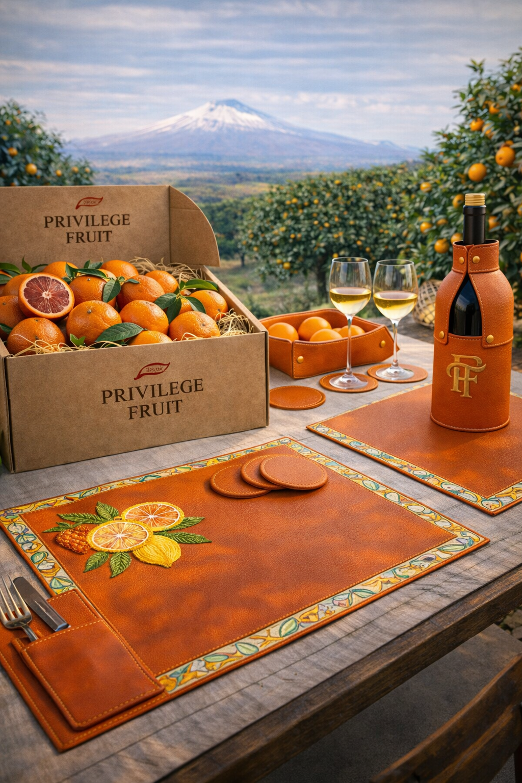 Set Ecopelle Privilege – Design Siciliano all’Arancia